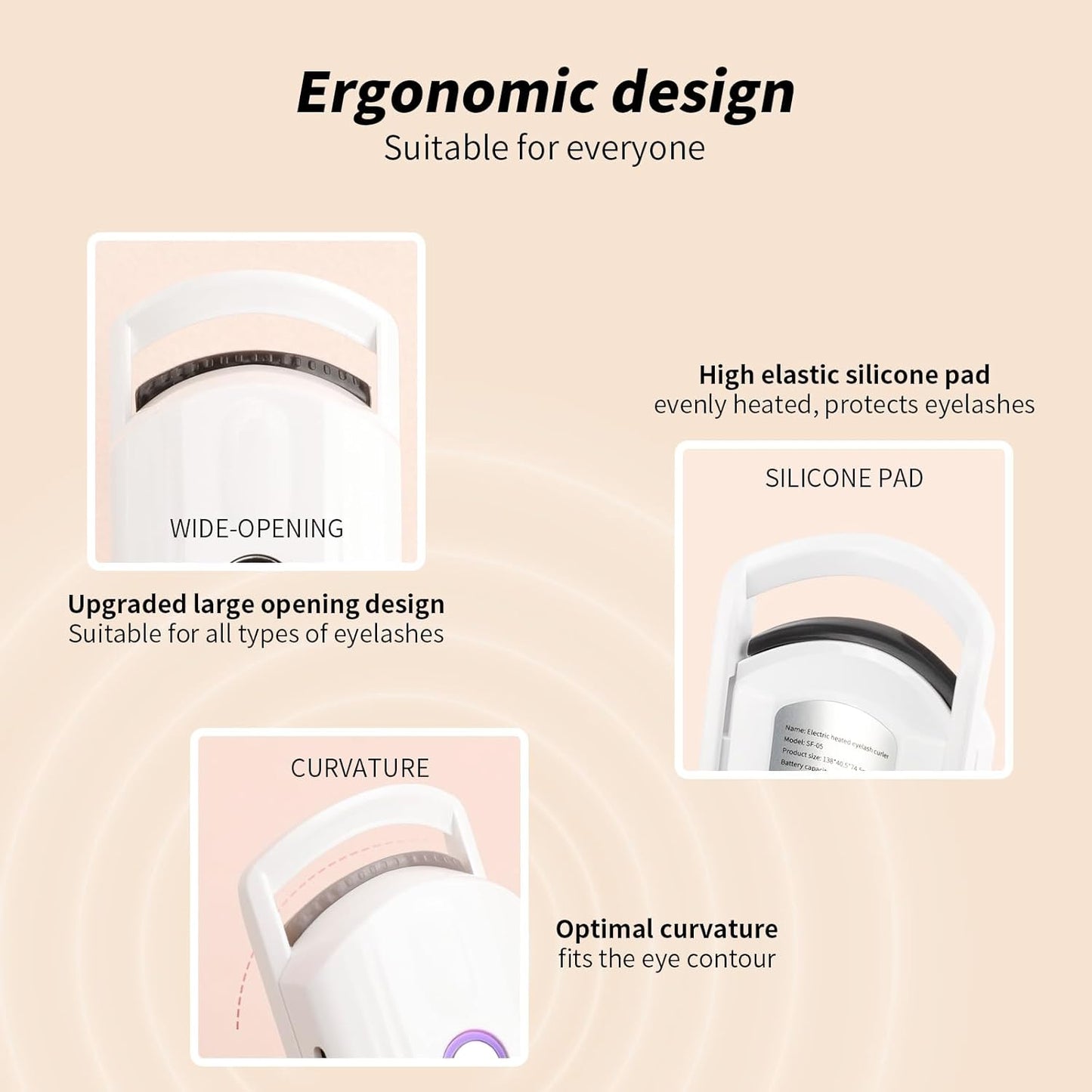 docolor Heated Eyelash Curler Fast Heat up Within 10s, 24 Hours Long Lasting Electric Eyelash Curler 3 Temperature Modes with USB Rechargeable Safe lash Curler Quick Natural Curling Eye Lashes-FemmiqueWomen