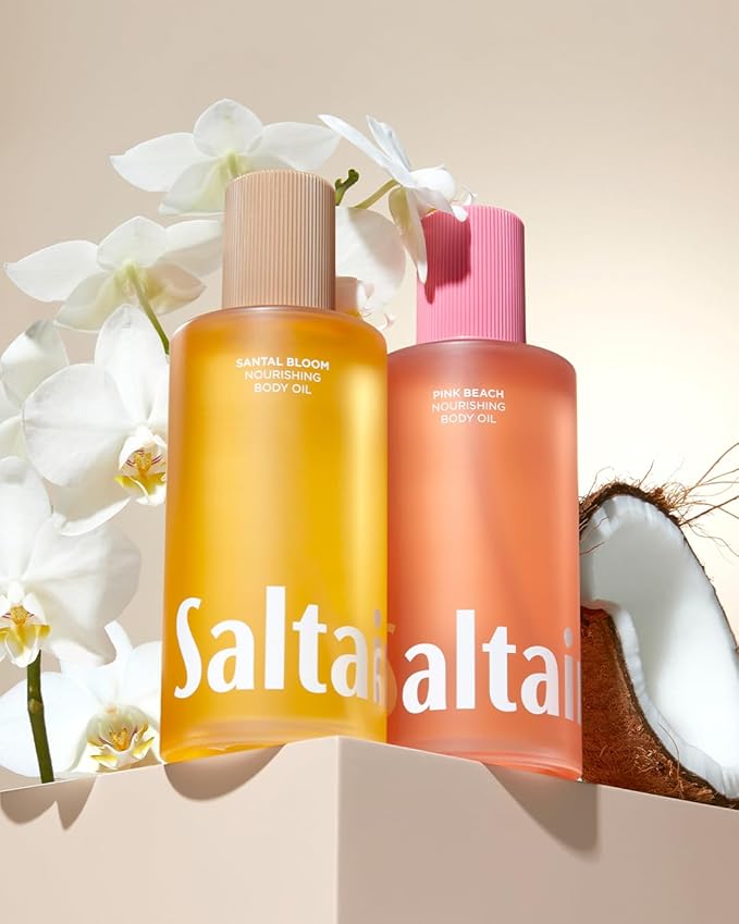 Saltair Body Oil. Jumbo Size Pink Beach After Shower and Bath Oil Moisturizer for Women and Men. Botanical, Non-Greasy, and Well-Absorbing Lotion for Hydrating Dry Skin. 10oz Bottle-FemmiqueWomen