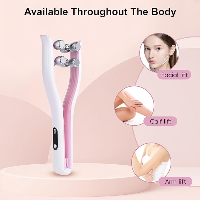 2025 Multi-Functional Face Lifting Device, V Roller Face Lift, Tightening, Skin Care, Double-Sided Roller Design, Type-C Fast Charging, Portable Beauty Device with 3 Adjustable Settings (White)-FemmiqueWomen