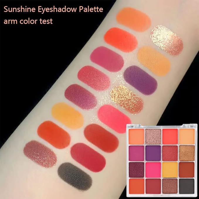 16 Girds Colorful Matte Shimmer Eyeshadow Palette for Eye Makeup,High Pigmented Eye Shadow Primers Powder Palet de sombras de ojos-Glitter Color#-FemmiqueWomen