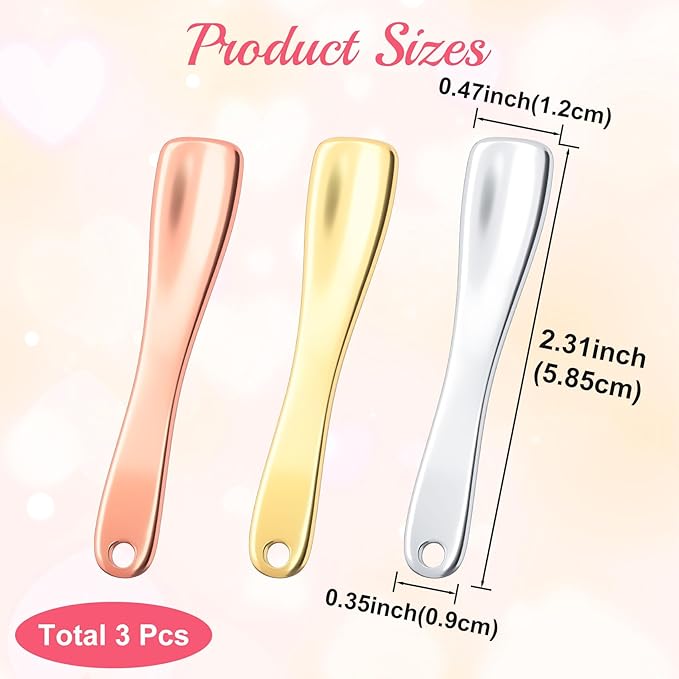 3 Pcs Facial Spatula Sticks Mini Metal Makeup Spatulas Tiny Skincare Cosmetic Spoons Reusable Face Eye Cream Lotion Applicator Tools Facial Massage Sticks for Women Girls-FemmiqueWomen