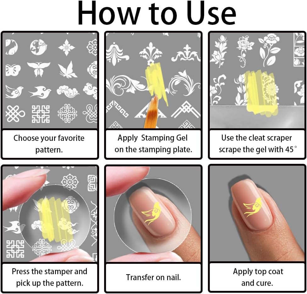 3Pcs Geometric Nail Stamping Templates Celadon French Tip Nail Art Stamp Plates Image Plate Stainless Steel DIY Reusable Tools for Manicure Printing-FemmiqueWomen