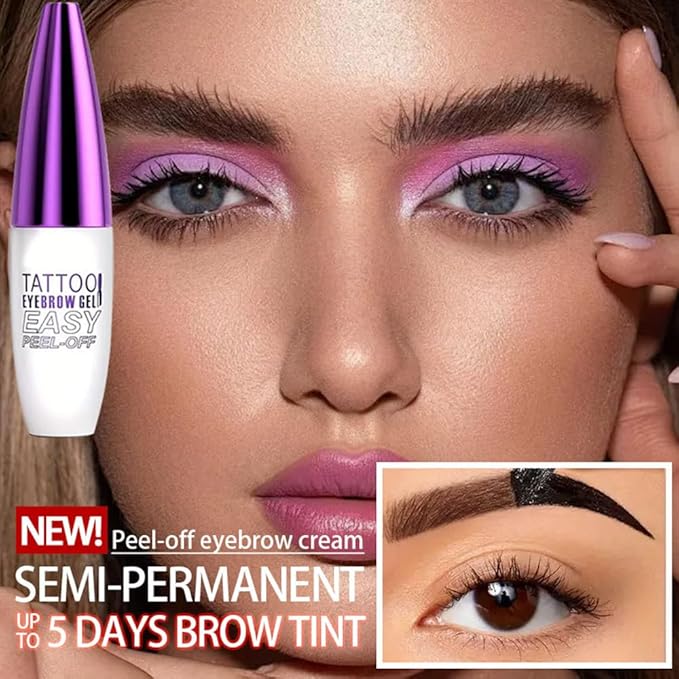 2Pcs Gray Brown Peel Off Brow Tint Gel - Waterproof & Sweatproof Tattoo Effect, Transfer-Resistant Multi-Day Wear, All Skin Types Mother’s Day Gift Set-FemmiqueWomen