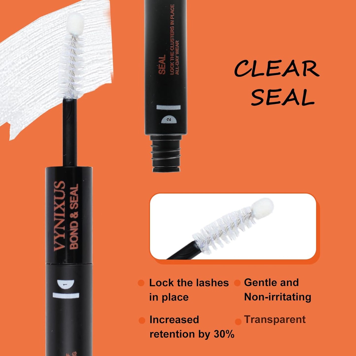 Lash Bond and Seal Waterproof Lash Glue for Eyelash Clusters Lash Cluster Glue Eyelash Glue 2-IN-1 10ml 72H+-FemmiqueWomen