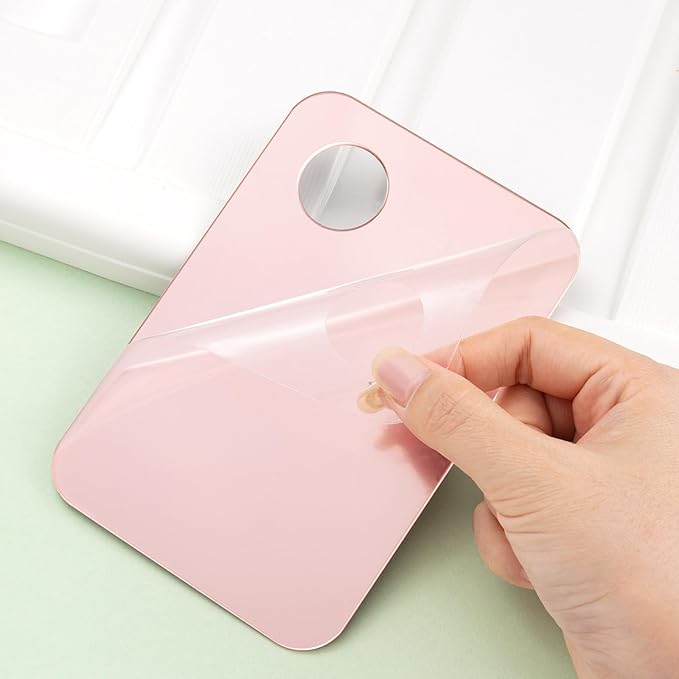 1 Pc Acrylic Cosmetic Makeup Palette with Makeup Spatula Tool Makeup Mixing Tray Apply for Foundation Eye Shadow Lipsticks Nail Art Beauty Salon (Rose gold)-FemmiqueWomen