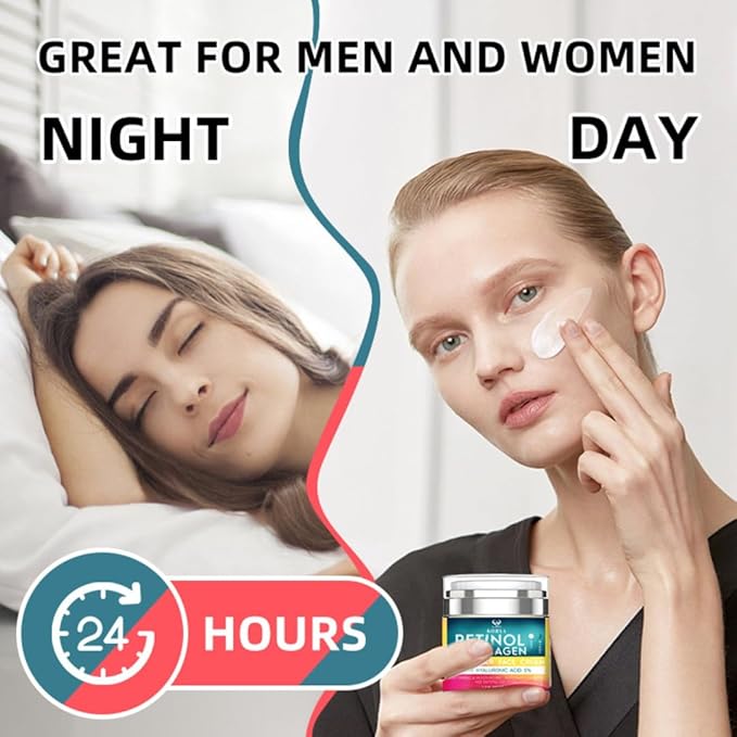 Retinol & Collagen Face Cream – Anti-Aging Moisturizer for Wrinkles & Fine Lines | Hyaluronic Acid & Peptides | Hydrates & Restores Skin Elasticity-FemmiqueWomen