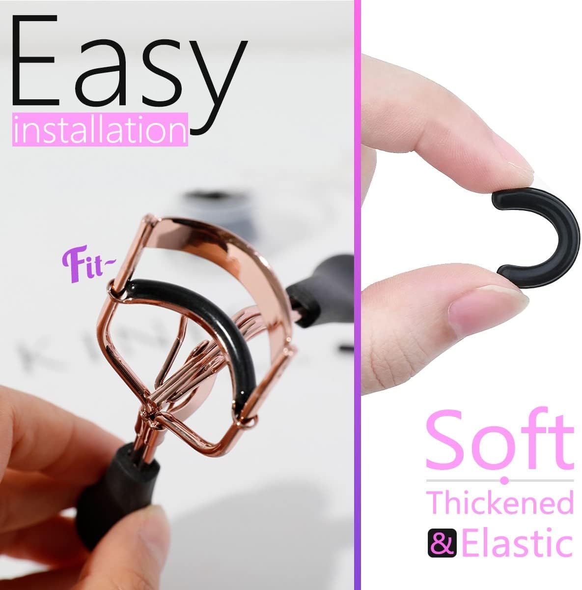 40 pcs Eyelash Curler Refills Curler Refill Pads Soft Rubber Curler Replacement Refills Pads for Universal Eyelash Curler with a Clear Storage Box (Black, Purple, Rose Red, Pink * 10)-FemmiqueWomen