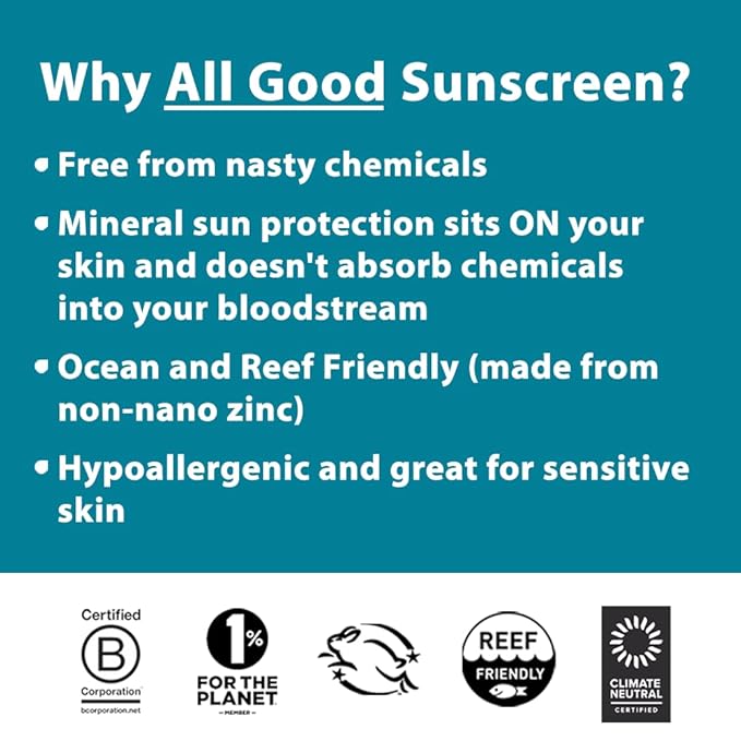 All Good Sunstick - Face Sunscreen, Water Resistant, UVA/UVB Broad Spectrum SPF 30+, Coral Reef Friendly - Beeswax, Zinc, Vitamin E, Shea Butter (Coconut)(2-Pack)-FemmiqueWomen
