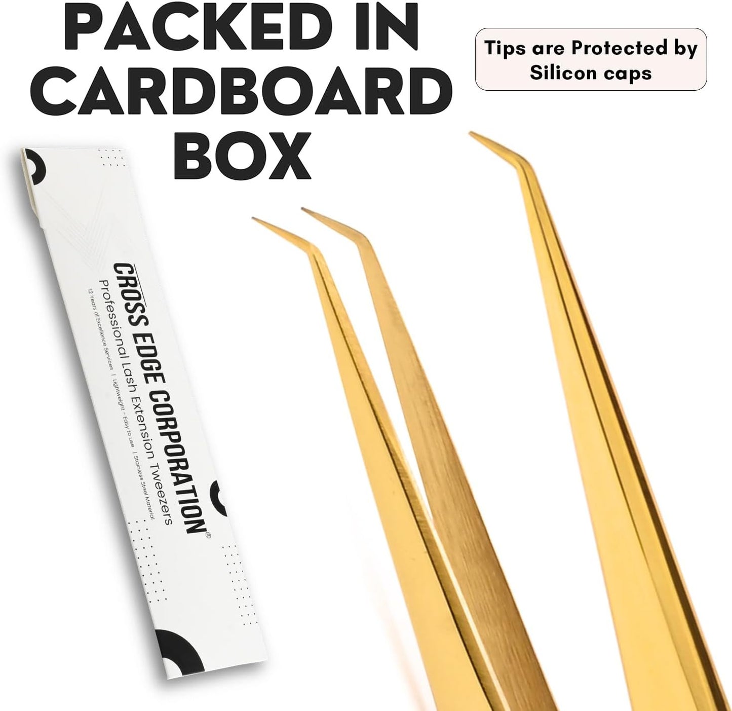 Isolation Tweezers for Eyelash Extension – 14cm Curved Lash Tweezer, Stainless Steel, Best for Individual Isolation & Classic Lashes, Pinzas para Pestaña(Gold Titanium)-FemmiqueWomen