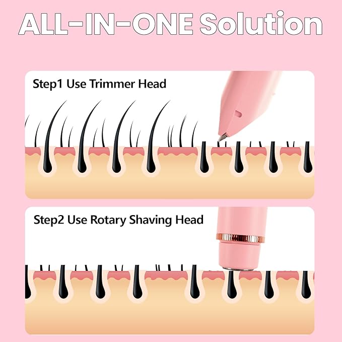 2025 Upgraded Dermave Bikini Shaver - 2 in 1 Bikini Trimmer for Women with LCD Display, Dual Head Cordless Electric Shaver, IPX7 Waterproof Wet/Dry Body Hair Trimmer for Face, Body & Intimate Areas-FemmiqueWomen