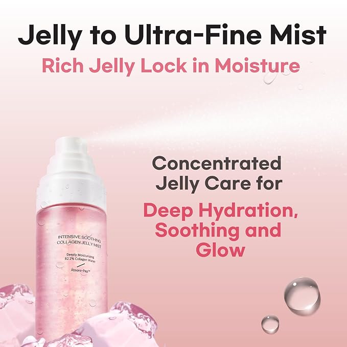 Intensive Soothing Collagen Jelly Mist, Deep Hydration, Elasticity, Moisturizer, Glow & Dewy, Face mist, Spray, Hyaluronic Acid, Lightweight Gentle for All Skin, Korean Skin Care 3.38 fl oz-FemmiqueWomen