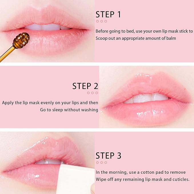 3 PCS Bee Lip Balm Honey Pot, Strawberry & Apple Lime & Coconut Lip Mask Overnight Propolis Moisturizing Lip Balm Hydrating Prevention Dry and Crack Lip Scrubs Exfoliator Lip Wrinkle Care (Set D)-FemmiqueWomen