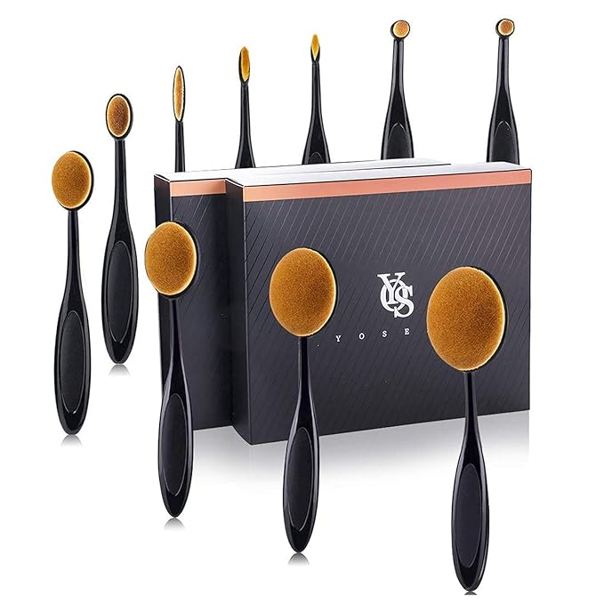 2 Sets Yoseng Oval Makeup Brushes 10 Fashionable Super Soft Professional Oval Toothbrush Foundation Contour Powder Blush Blending Brush Cosmetic Brushes Tool Set ink with Box Black（2 Pack）-FemmiqueWomen