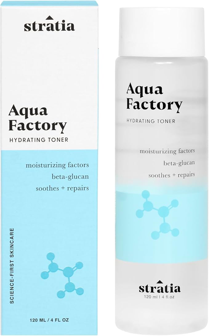 Stratia Aqua Factory Hydrating Toner with Beta Glucan, 7 Moisturizing Factors & Peptides for Barrier Repair, Nourishing Dry & Sensitive Skin, 4oz-FemmiqueWomen