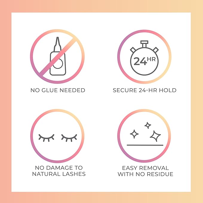 KISS imPRESS Falsies Press On Self Adhesive Eyelashes, 12mm-14mm Natural Volume Press On Lashes, Black, No Glue Needed, Invisible Band, 20 Lash Clusters & Non-Stick Applicator - Natural-FemmiqueWomen