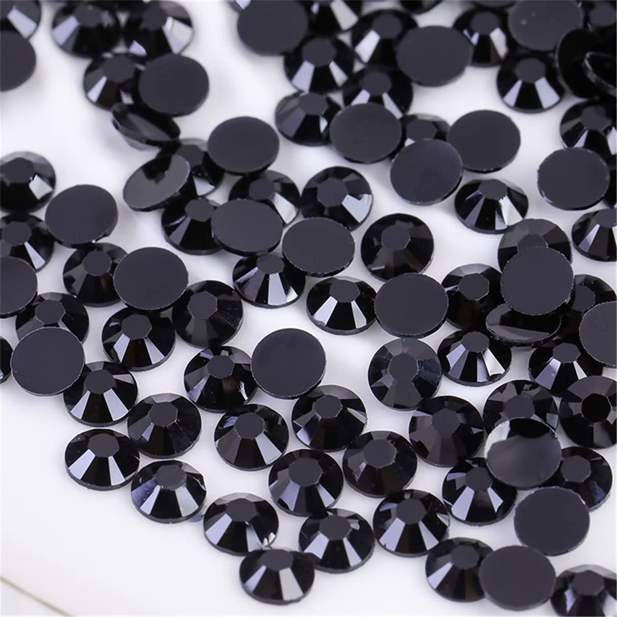 3000 Pieces SS6 2mm Flatback Rhinestones Clear Glass Round Gems Crystals for Nail Art DIY Crafts Clothes Shoes Bags （Black）-FemmiqueWomen