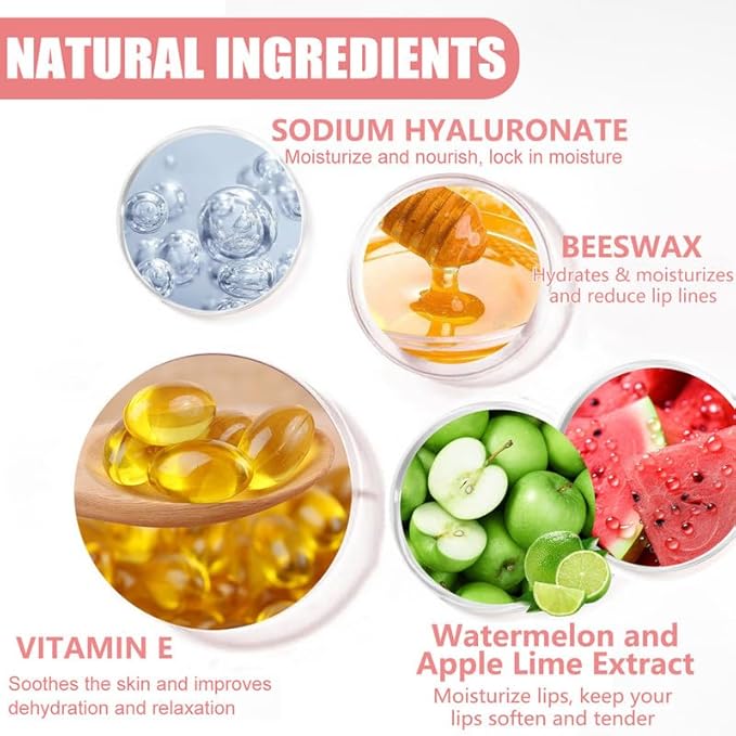 3PCS Bee Lip Balm Honey Pot,Honey&Apple Lime Lip Mask Overnight Moisturizing Lip Balm,Hydrating Prevention Dry and Cracked Reduces Lip Lines Lip Sleeping Mask (Honey+Strawberry+Apple Lime)-FemmiqueWomen