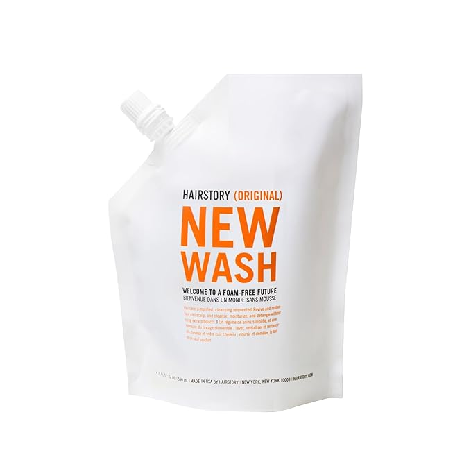 Hairstory New Wash Original Refill, Cleansing Cream for All Hair Types, Detergent Free Shampoo & Conditioner Alternative, Promotes Scalp Health, 20oz-FemmiqueWomen