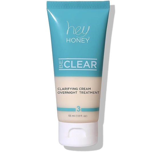 Hey Honey Skincare Be Clear Acne Routine | Clarifying Overnight Treatment | Propolis & Herbal Cream for Blemishes & Acne-Prone Skin | Immidiate Soothing Relief | 1.9 Oz-FemmiqueWomen
