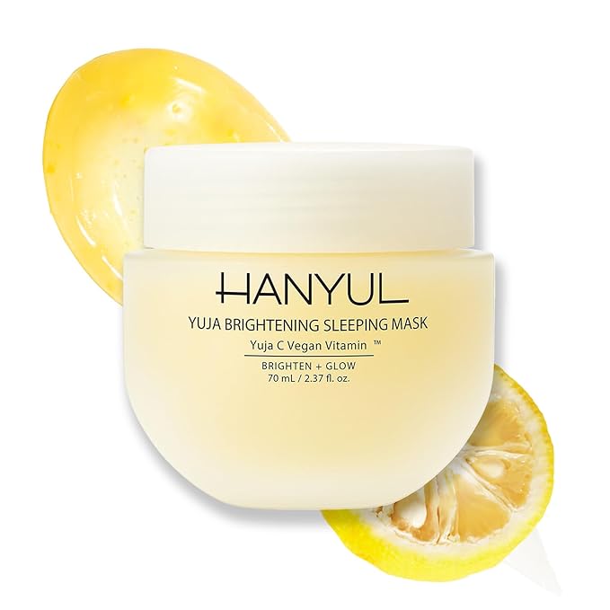 Hanyul Yuja Sleeping Mask | Korean Yuzu Night Cream, Vitamin C for Glow, Radiance, Brightening, Vegan Hydrating Overnight Moisturizer with Hyaluronic Acid, Niacinamide & Antioxidants 2.37 fl. oz.-FemmiqueWomen