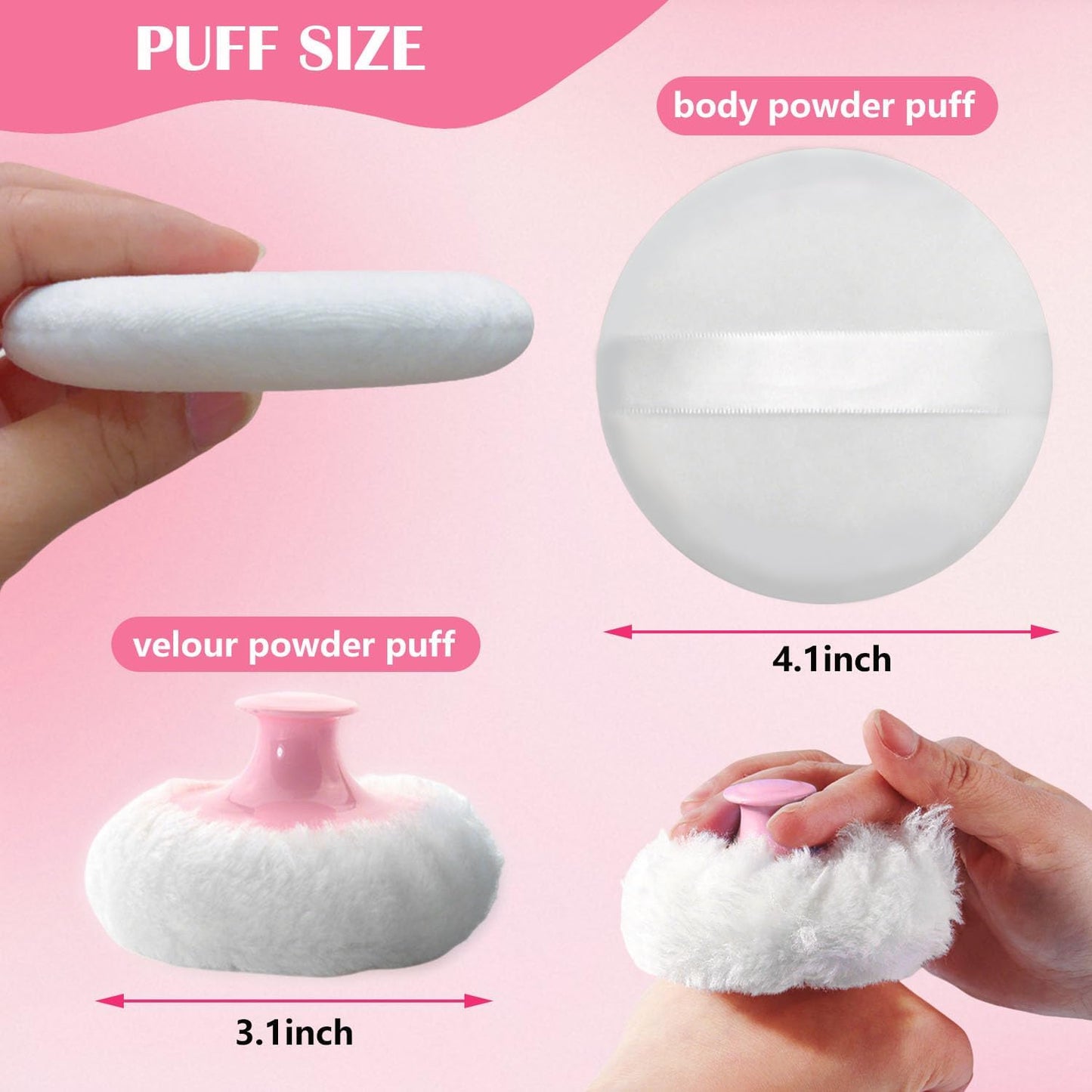 Large Body Powder Puff and Container Set - Velour, Dusting Powder Puffs for Women Baby and Loose Powder Containers for Face & Body, Washable, Reusable, Wet Dry Makeup-FemmiqueWomen