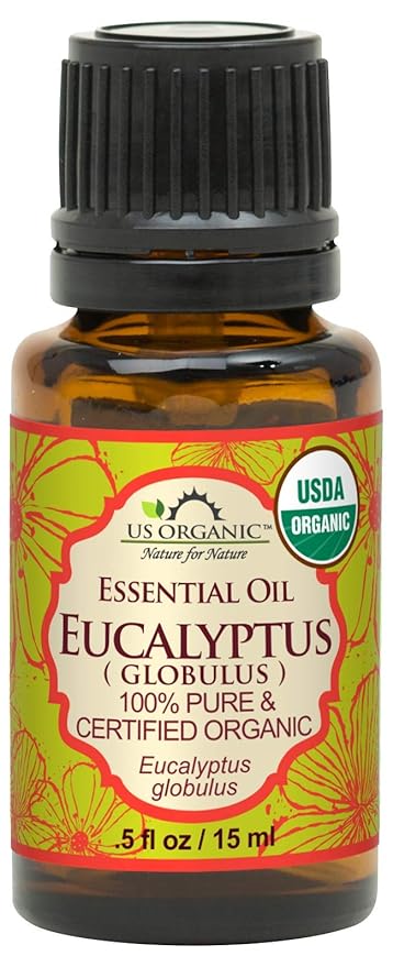 US Organic 100% Pure Eucalyptus Essential Oil (Globulus) - USDA Certified Organic, Steam Distilled - W/Euro droppers (More Size Variations Available) (15 ml / .5 fl oz)-FemmiqueWomen