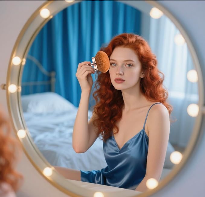 Extra Large Kabuki Brush Set for Body and Face, for blush, loose powder manicure multi-functional and tanning, Gift for women with Velvet Bag(RoseGold 2pcs)-FemmiqueWomen