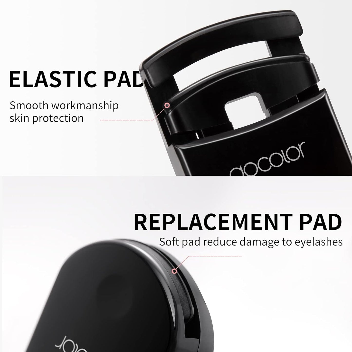 Docolor Eyelash Curler Portable Lash Curler with 1 Silicone Refill Pads Mini Eye Lashes Curlers Professional Travel Makeup Tools for All Eye Shapes-FemmiqueWomen