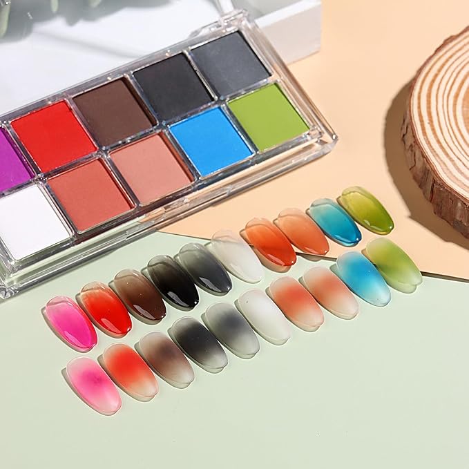 10 Colors Solid Neon Phosphor Nail Powder Set Fluorescent Gradient Iridescent Pigment Powder Glitter Dust Kit for Gel Polish Nail Art Decorations-FemmiqueWomen