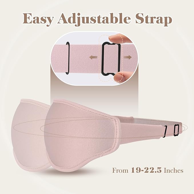 3D Cooling Eye Mask Sleep Mask for Men & Women, 100% Pressure-Free & Light Block-Out Eye Mask for Sleep with Easy Adjustable Strap, Night Eye Cover for Travel, Pink-FemmiqueWomen