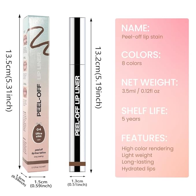 Peel Off Lip Gloss - Peel Off Lip Stain Tattoo, Taupe Matte Lip Tint, Long Lasting & Waterproof, Transfer-Proof Lip Gloss for All Skin Types Stay Lip Makeup, 04