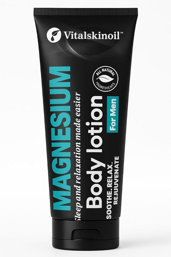Magnesium Glycinate Body Lotion, Body Butter Cream for Men. Cologne Scented, 5.29 oz, Sleep Easy Formula-FemmiqueWomen