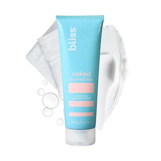 Bliss - Naked Body Butter - Unscented - Maximum Moisture Cream - 6.7 Fl Oz - Daily Moisturizer for Women & Men - Fragrance Free - Vegan and Cruelty Free-FemmiqueWomen