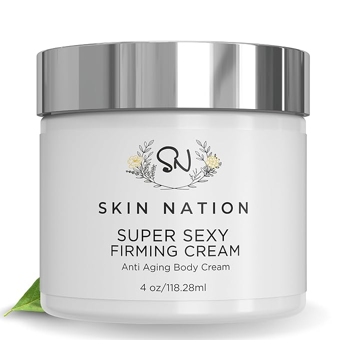 Skin Nation Super Firming Cream, Hydrating Body Lotion with Shea Butter, Glycolic Acid, Aloe Vera, Can Help Smooth Crepey Skin and Support Firmer Neck & Décolleté, 4 oz-FemmiqueWomen