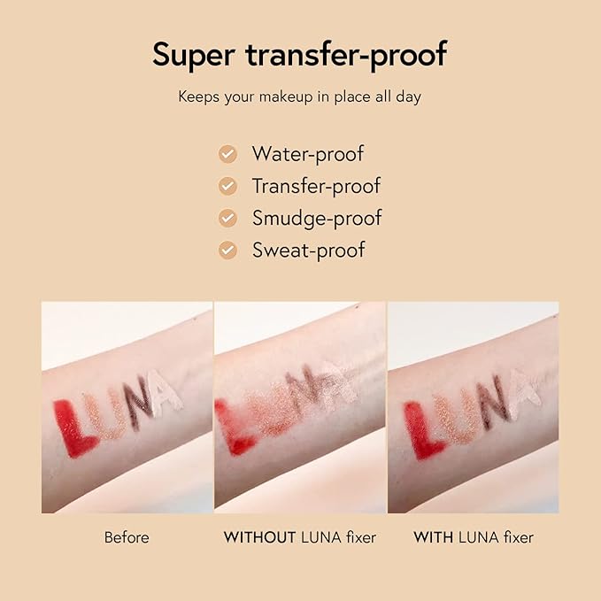 LUNA Long Lasting Setting Fixer Spray 3.3 fl oz, Weightless with Micro-Fine Mist, Natural Finish, Non-Drying Formula for All Skin Types, Korean Makeup-FemmiqueWomen