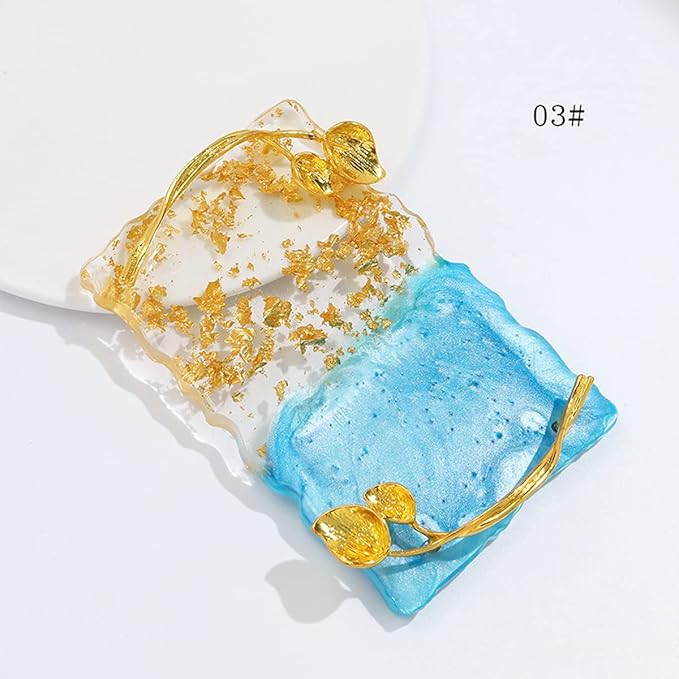 2023 Retro Nail Art Palette, Nail Painting Mixed Color Palette with Leaves Handle, Nail Holder Gel Color Makeup Display Board Pallet (Blue)-FemmiqueWomen