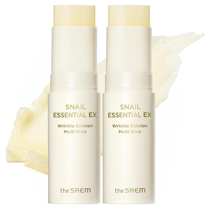THESAEM Snail Essential EX Wrinkle Solution Multi-Purpose Balm Stick – Anti Aging & Moisturizing – Face & Eye Treatment – With Snail Collagen & Honey for Moist Glow, 0.4oz. 2 Pack-FemmiqueWomen