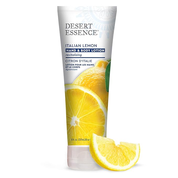 Desert Essence Italian Lemon Hand & Body Lotion - 8 Fl Ounce - Energizing - Shea Butter - Coconut & Jojoba Oil - Hydrate & Soften Skin - Refreshing - Aloe Vera-FemmiqueWomen