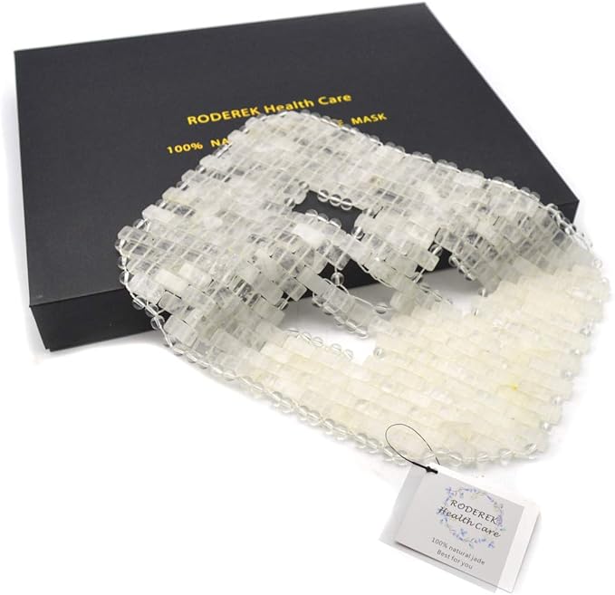 Jade Face Sleeping Mask, Jade Mask for Relieving Face & Eye Puffiness Migraine, Anti Wrinkle Mask Therapy, Yoga Meditation Tools (Clear Crystal)-FemmiqueWomen