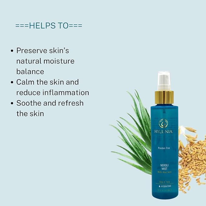 Hylunia Neroli Mist - instant moisturizing spray - Colloidal Silver and Aloe Vera - for younger fresher looking skin - all natural toner-FemmiqueWomen