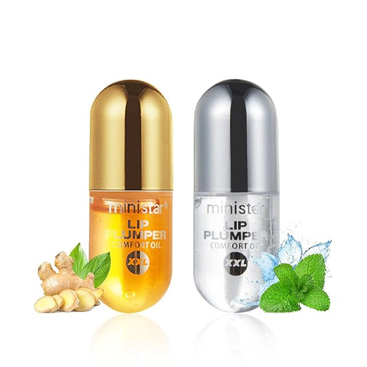 2PCS Lip Plumper Gloss Plumping Lip Gloss Set Natural Moisturizing Lip Plumping Gloss Daily Lip Care Products Lip Plumper Set for Women-FemmiqueWomen