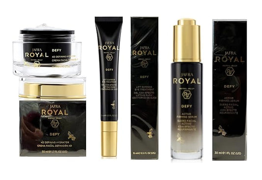 Jafra Royal Jelly Defy Trio-4D Defin Hydrator/Active Firming Serum/Eye Treatment-FemmiqueWomen