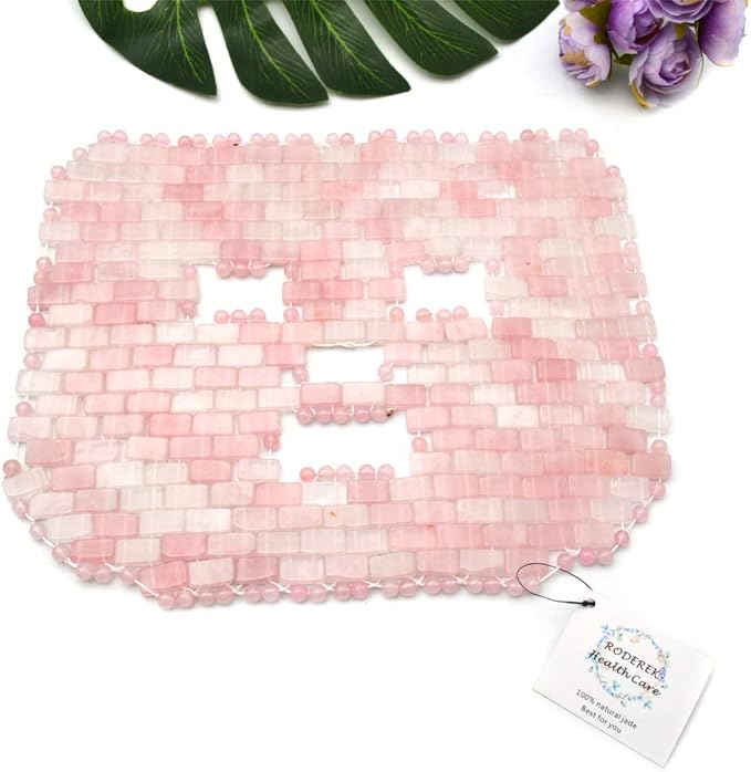 Jade Ice Sleeping Mask, Jade Mask for Relieving Face & Eye Puffiness Migraine, Anti Wrinkle Mask Therapy, Yoga Meditation Tools (Rose Quartz)-FemmiqueWomen