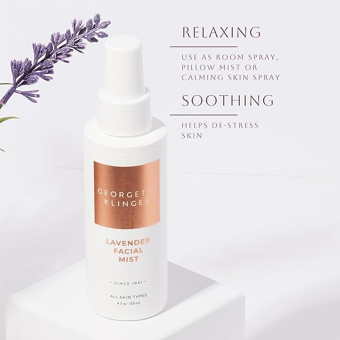 Georgette Klinger Lavender Facial Mist - Moisturizing and Long-Lasting Facial Spray with Aromatherapy, Antioxidants, and Skin-Plumping, Makeup Setting for Dewy, Hydrated Skin - 4.2 oz-FemmiqueWomen