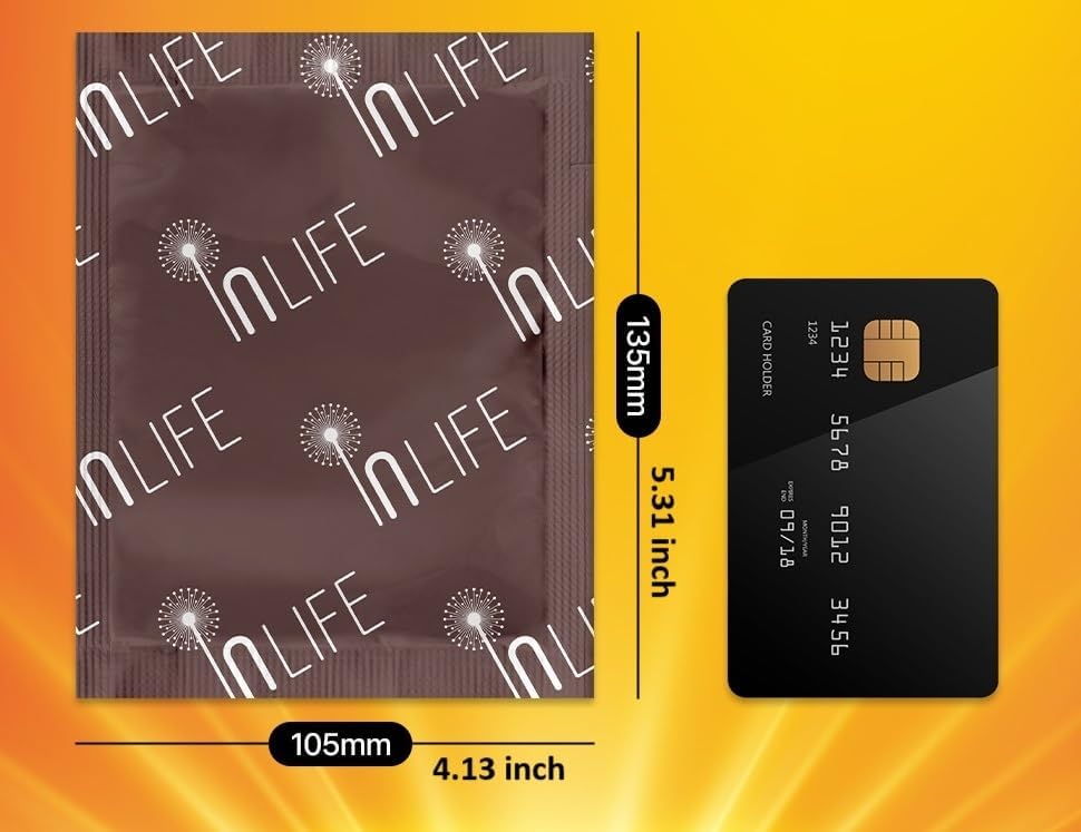 InLife Extra Size Super Warmer for Hands and Body, All Natural & Safe, Bigger & Wider Area Covered, Higher Heating 145°F, Air Activated, Easy & Comfort, Steady Longer Lasting, Odorless, 30 Packs-FemmiqueWomen