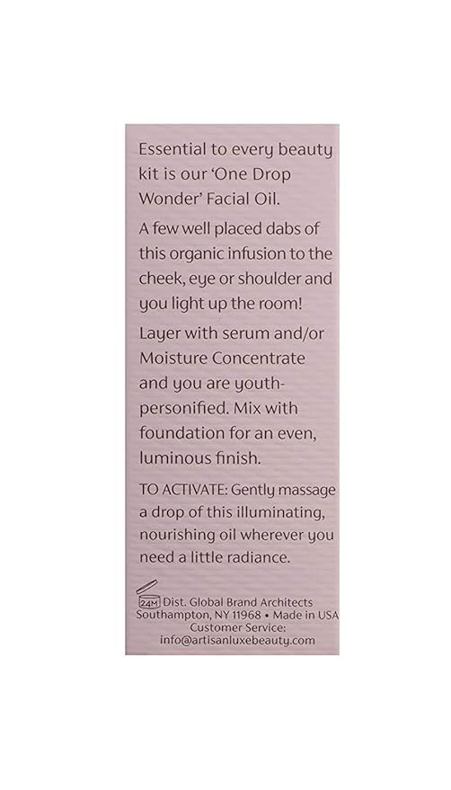 Artisan L’uxe One Drop Wonder Facial Oil Radiant Facial Oils with Rose Pearl Illuminators Organic Argan & Moroccan Hydrating Face Oil Anti Aging Skin Care Facial Oil Rose Oil 0.5 Oz.-FemmiqueWomen