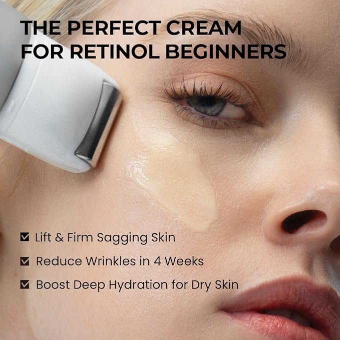 [SKIN&LAB] Retinol Lifting Roller Cream with Massage applicator, Vegan Anti Aging Face and Neck Cream for Reduce Wrinkles and Fine Line, For Face, Neck, Décolleté Wrinkle Care, 1.69 fl. oz.-FemmiqueWomen