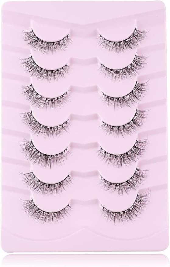 Natural Everyday Wispy Lashes False Eyelashes Natural Look Natural Flared Eyelashes False Eye Lashes Soft Fluffy Lashes 7 Pairs-D22-FemmiqueWomen