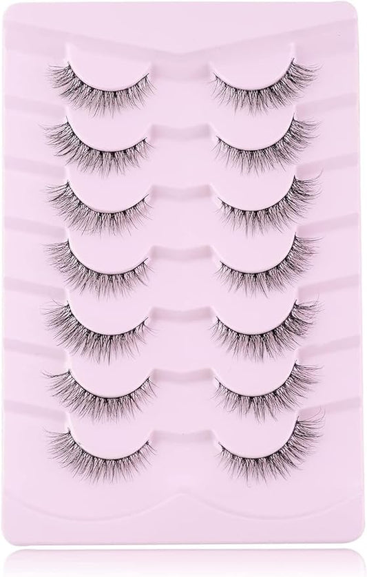 Natural Everyday Wispy Lashes False Eyelashes Natural Look Natural Flared Eyelashes False Eye Lashes Soft Fluffy Lashes 7 Pairs-D22-FemmiqueWomen