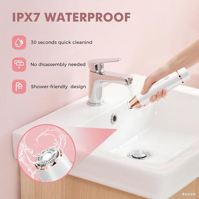2 in 1 Bikini Trimmer for Women, Dual Head Electric Razor, IPX7 Waterproof Wet/Dry Use Women Electric Shaver, Painless Body Facial Hair Remover for Bikini Legs Arm Underarm, (White)-FemmiqueWomen